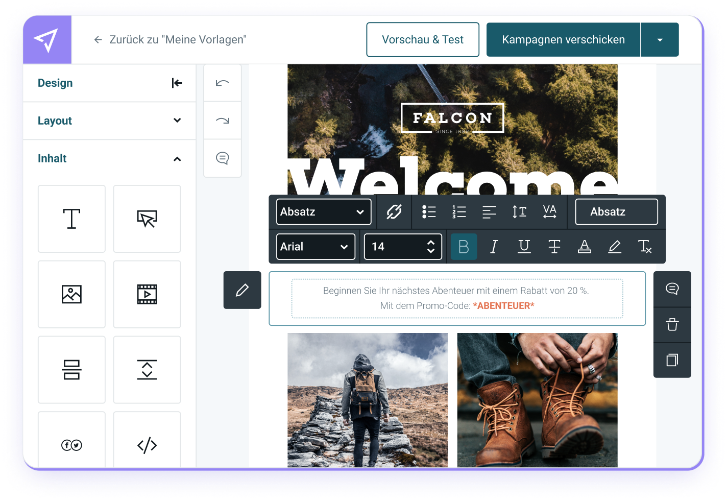 Der E-Mail-Builder von Mailjet ist intuitiv und kollaborativ.