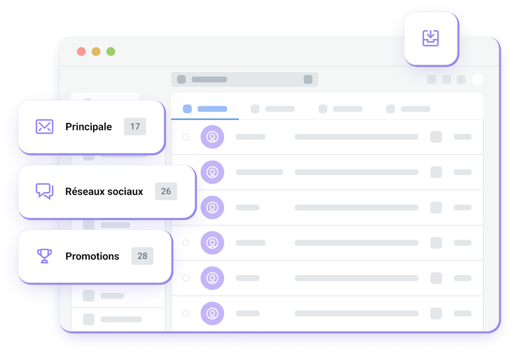 La section de la boîte de réception où vos messages atterrissent.